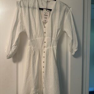 Zara White Eyelet Mini Dress